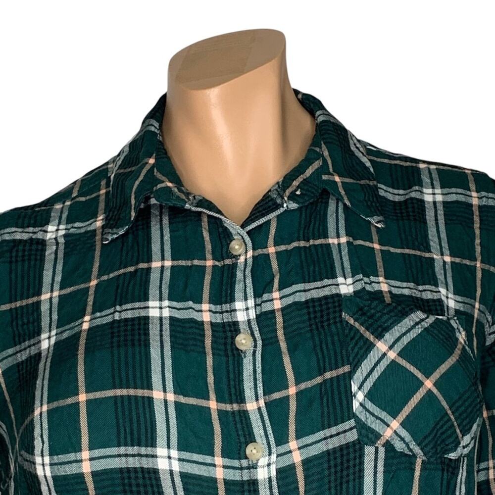 AVA & VIV Plaid Collared Buttons Down Shirt Green White Black Size 1X - Picture 2 of 7